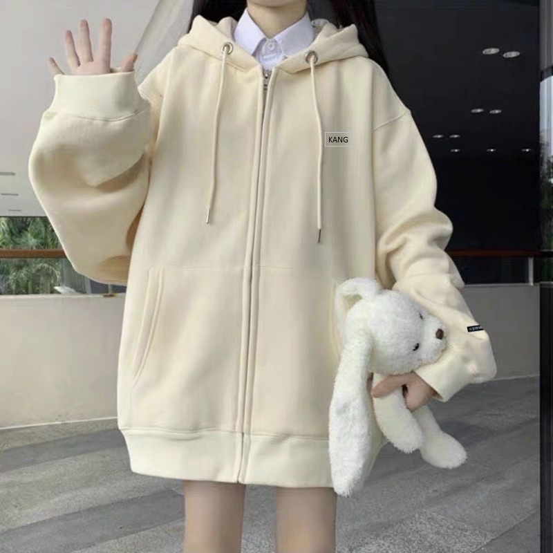 Áo hoodie zip nam nữ áo khoác nỉ hoodie basic form rộng gắn mác KANG áo nỉ bông unisex nam nữ siêu dày phong cách Hàn