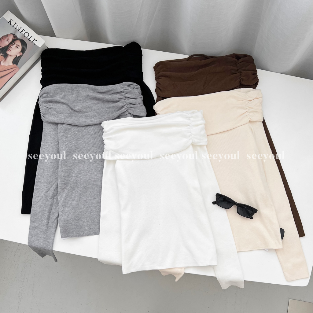 Áo len trễ vai basic-4439