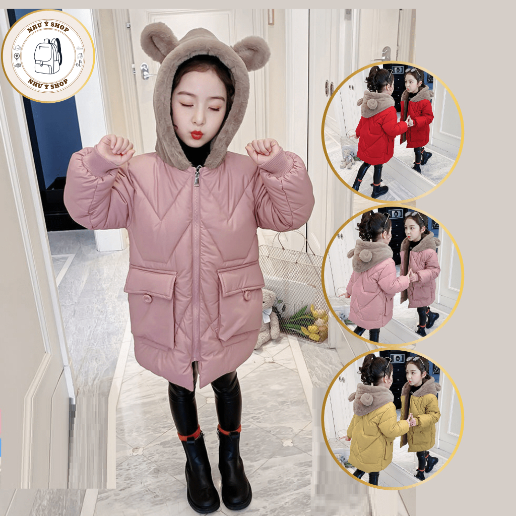Áo khoác dài cho bé 2023, ao cotton, hàng quảng châu loại 1, lớp lót lông dày - Nhu Y Shop