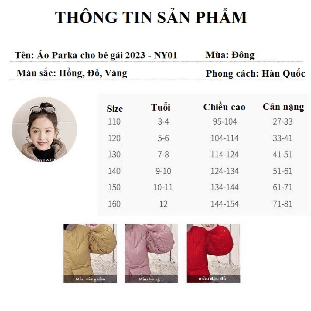 Áo khoác dài cho bé 2023, ao cotton, hàng quảng châu loại 1, lớp lót lông dày - Nhu Y Shop