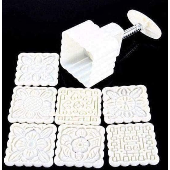 Bộ Khuôn Làm Bánh Trung Thu 100g 6 Mặt Khuôn Hình vuông /tròn 100G
