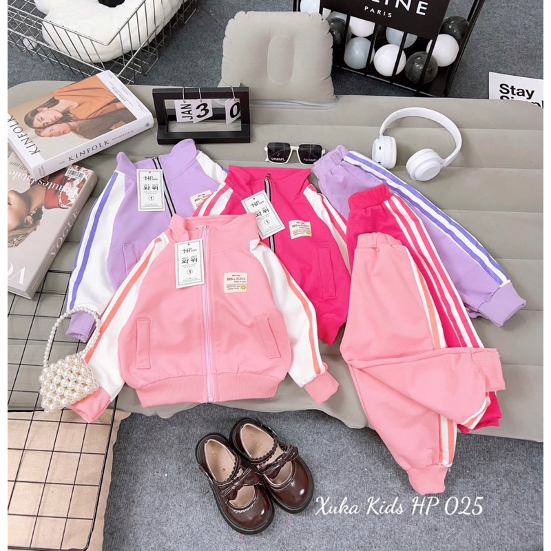 BỘ THU ĐÔNG THỂ THAO KÉO KHOÁ CHO BÉ GÁI