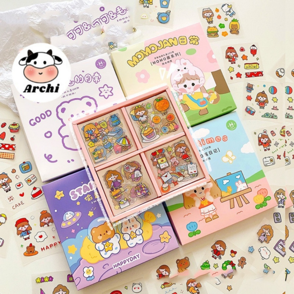 1 Miếng dán sticker trang trí, quà tặng dán hoạt hình trang trí cốc giữ nhiệt