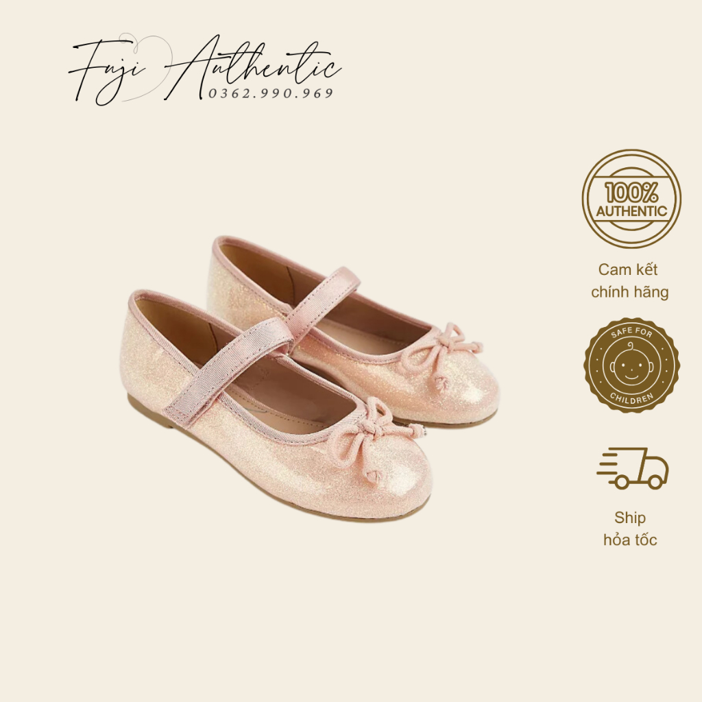 Giầy búp bê kim tuyến hồng GEORGE cho bé gái 6uk