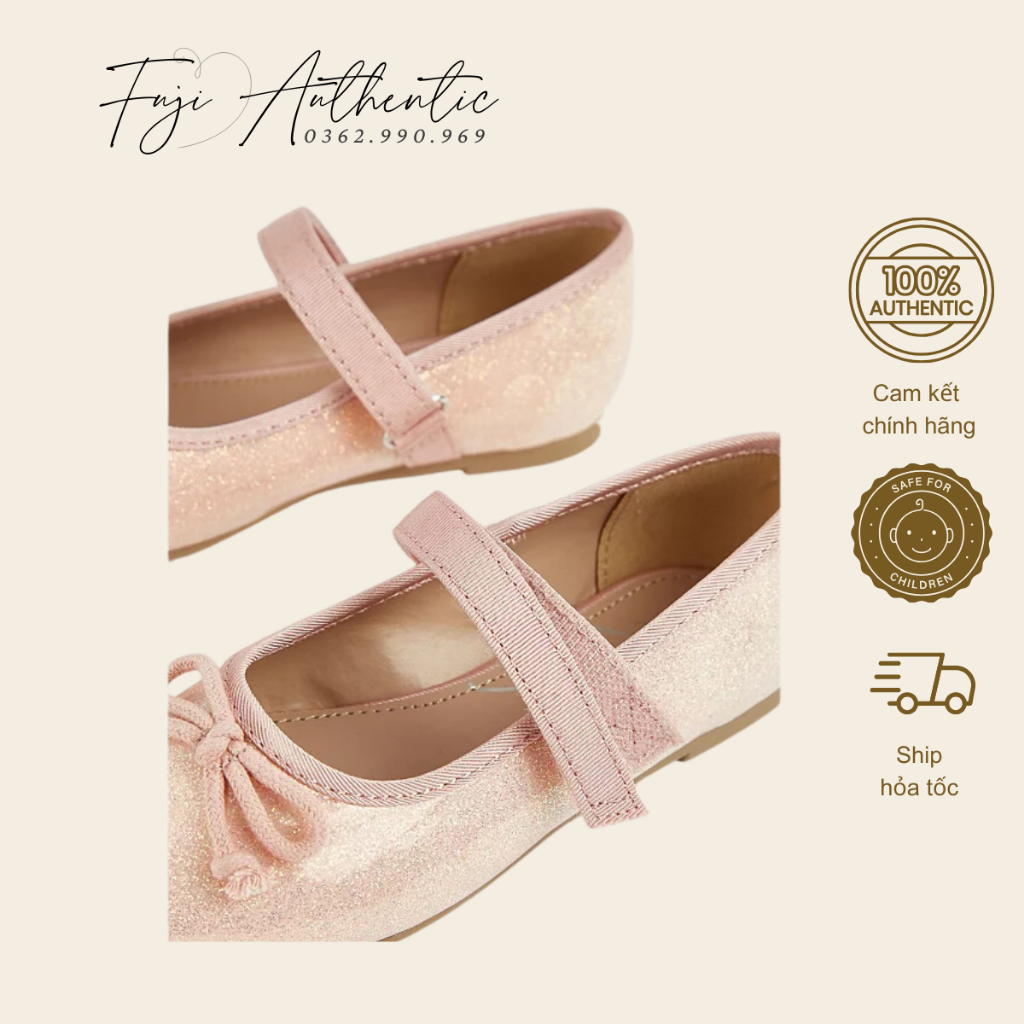 Giầy búp bê kim tuyến hồng GEORGE cho bé gái 6uk