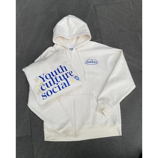 Áo Hoodie Zip Powerful Unisex Mũ Trùm 2 Lớp Chất Nỉ Cotton