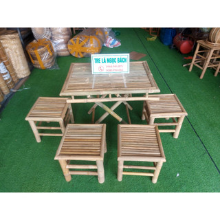 Bộ bàn ghế tre xếp quán ăn - bún đậu - decor - tiểu cảnh