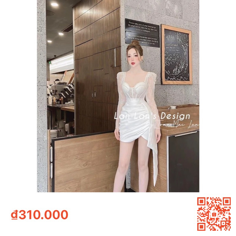 VÁY BODY VẠT ĐẮP CHÉO TÀ RƠI PHỐI TAY REN 100923