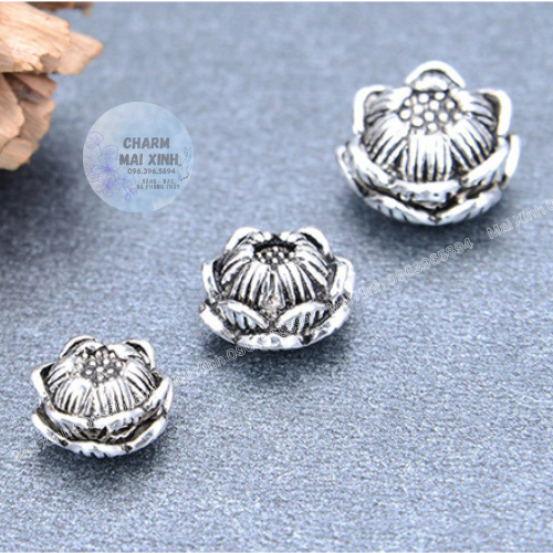 Nụ Búp Sen Bạc Thái - 3 Kích Thước - Charm, Phụ Kiện Xâu, Mix Vòng Phong Thủy Nam Nữ, Làm Vòng Handmade