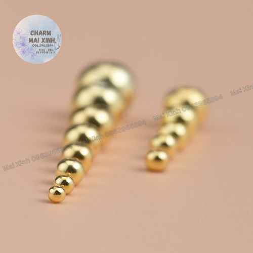 Bi Bạc 925 Phủ Vàng Tròn Trơn - 4 Kích Thước - Charm, Phụ Kiện Xâu Mix Vòng Tay Handmade Nam, Nữ