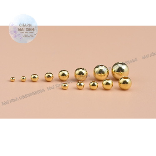 Bi Bạc 925 Phủ Vàng Tròn Trơn - 4 Kích Thước - Charm, Phụ Kiện Xâu Mix Vòng Tay Handmade Nam, Nữ