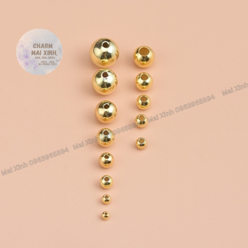 Bi Bạc 925 Phủ Vàng Tròn Trơn - 4 Kích Thước - Charm, Phụ Kiện Xâu Mix Vòng Tay Handmade Nam, Nữ