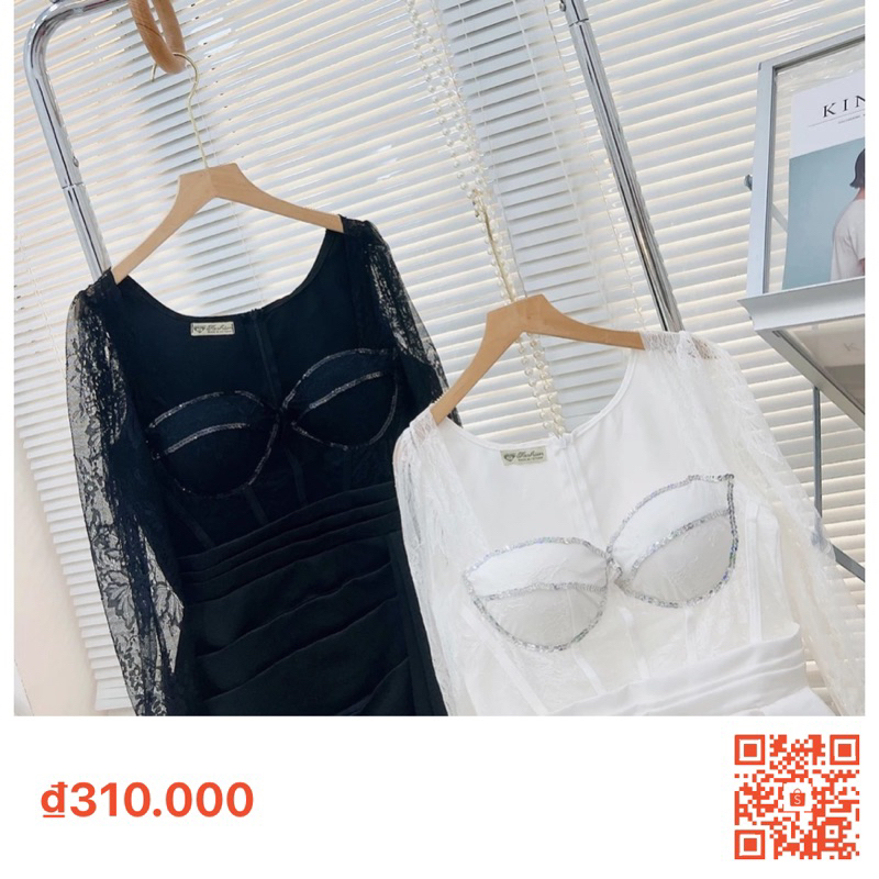 VÁY BODY VẠT ĐẮP CHÉO TÀ RƠI PHỐI TAY REN 100923