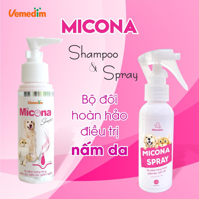 MICONA Spray xịt nấm da, viêm da chó mèo