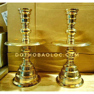 Cặp chân đèn thờ cúng bằng đồng cao 31cm