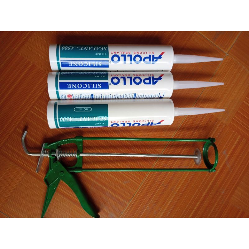 Combo Keo silicon Apolo A500 (trắng ,đen ,trong)+ súng bắn keo