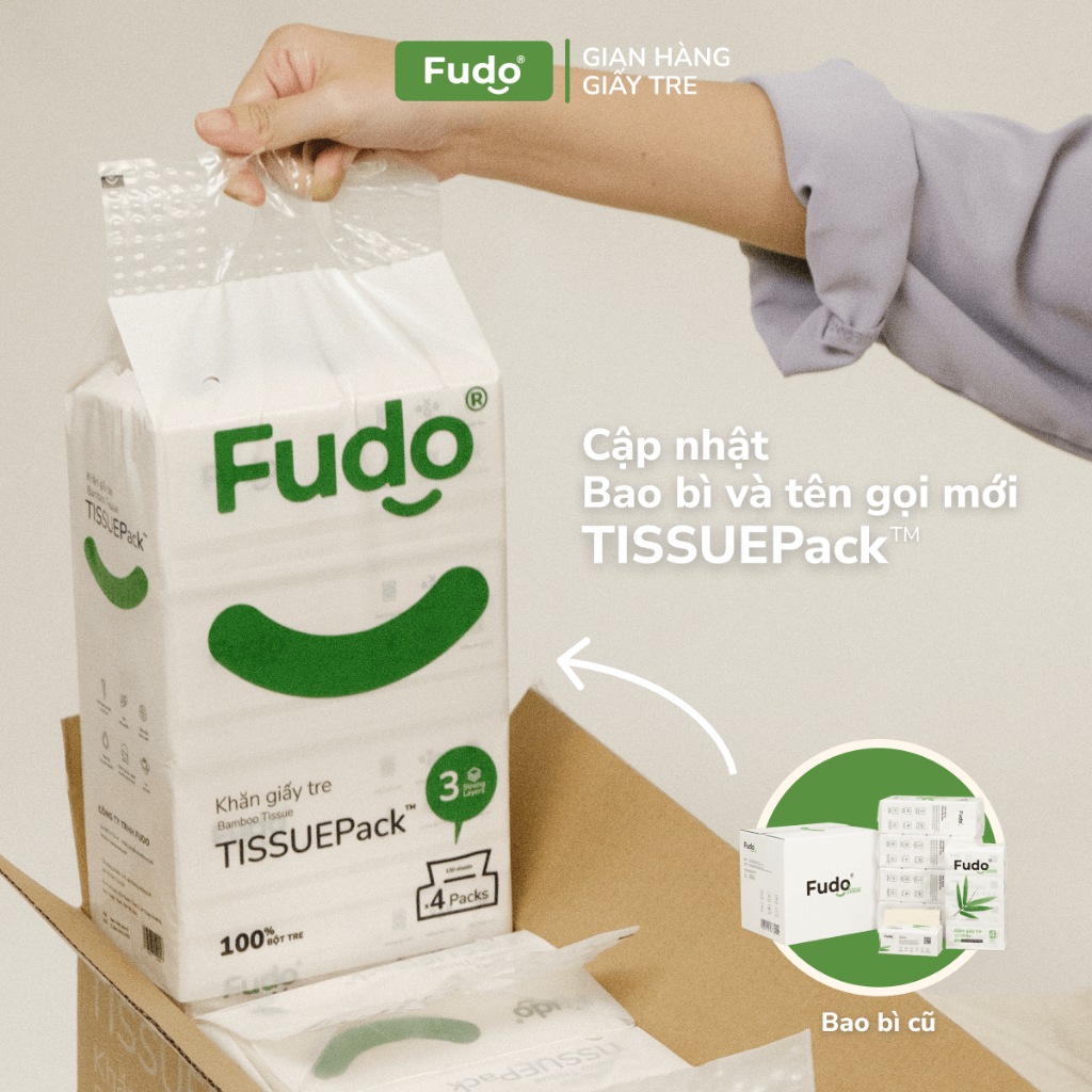 Combo 02 Túi Khăn giấy khô không mùi từ sợi tre siêu dai FUDO TISSUEPack