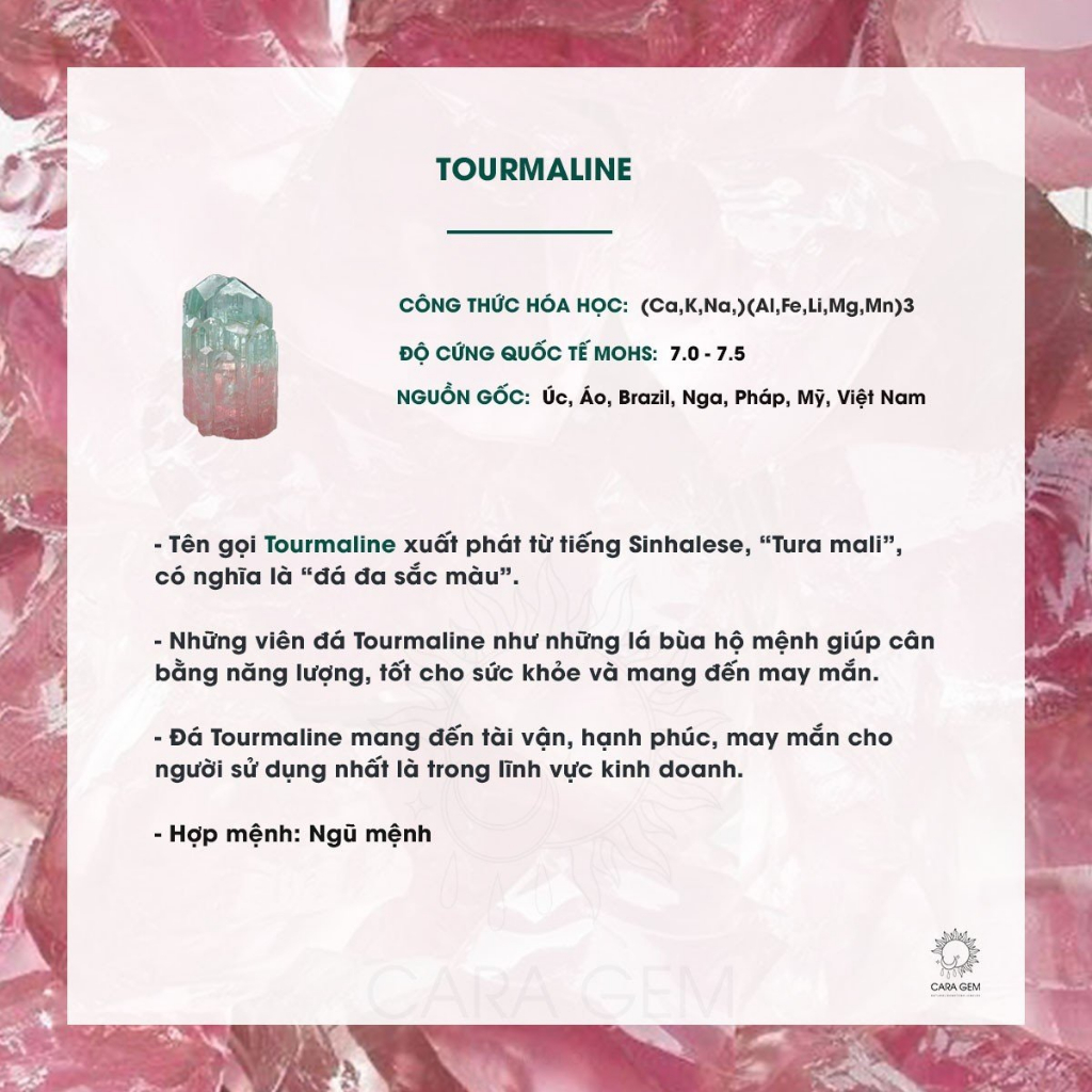 Vòng tay phong thủy chuỗi Tourmaline SP1580 hợp ngũ mệnh, giúp cân bằng năng lượng, mang lại may mắn Cara Gem CR27