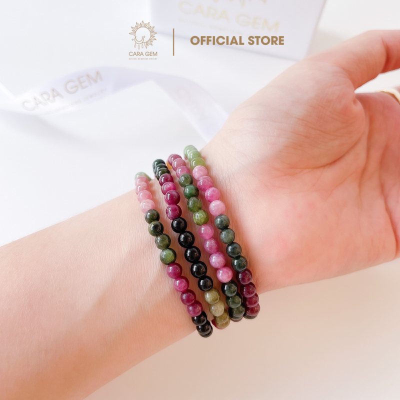 Vòng tay phong thủy chuỗi Tourmaline SP1580 hợp ngũ mệnh, giúp cân bằng năng lượng, mang lại may mắn Cara Gem CR27