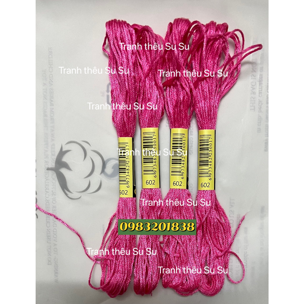 Chỉ thêu cotton, mã theo bảng màu DMC, mã chỉ từ 600 đến 699