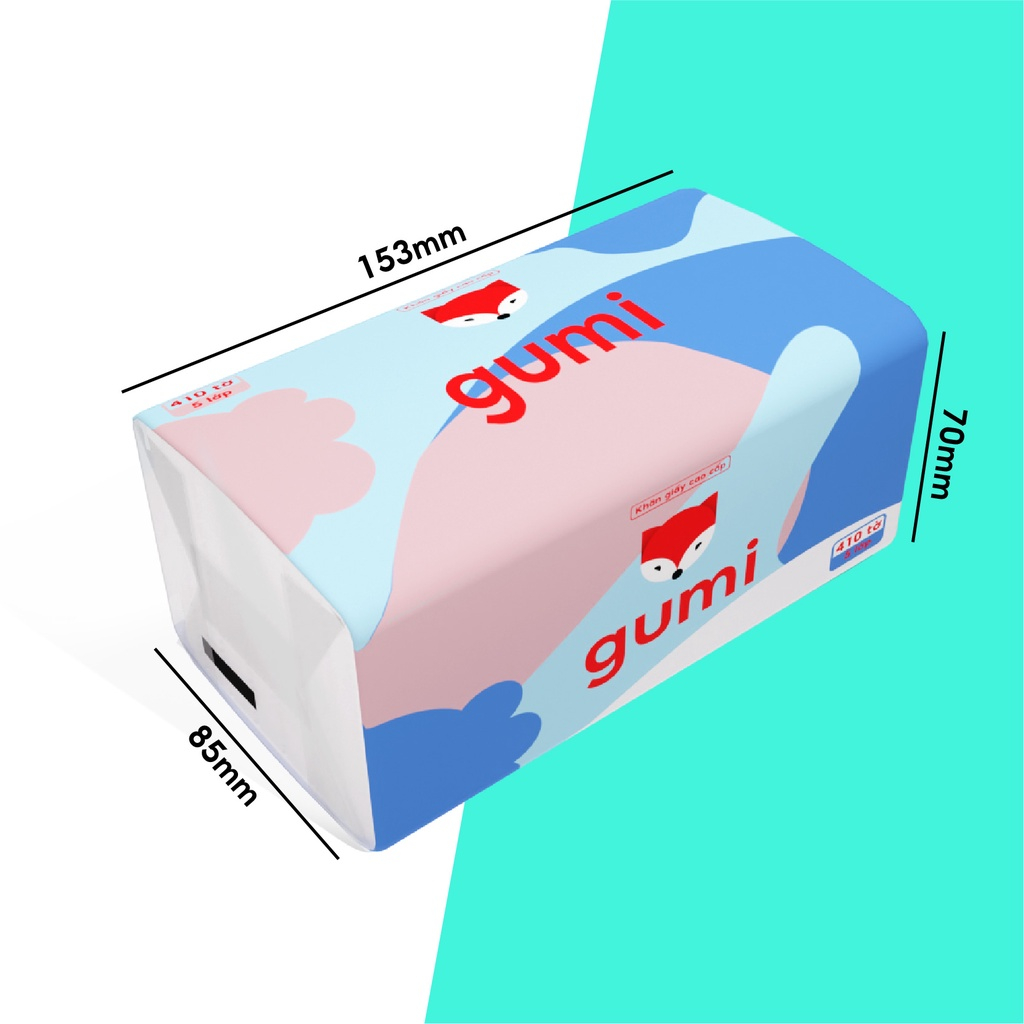 Thùng 20 gói và bịch xách 5 gói giấy ăn Gumi 5 lớp loại to, siêu dai dày dặn mềm mịn chính hãng