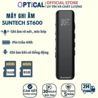 Máy ghi âm SUNTECH ST600-16G mỏng đẹp, loa to ghi âm stereo chất lượng thu âm cao lọc được âm thanh chuẩn hạn chế tạp âm