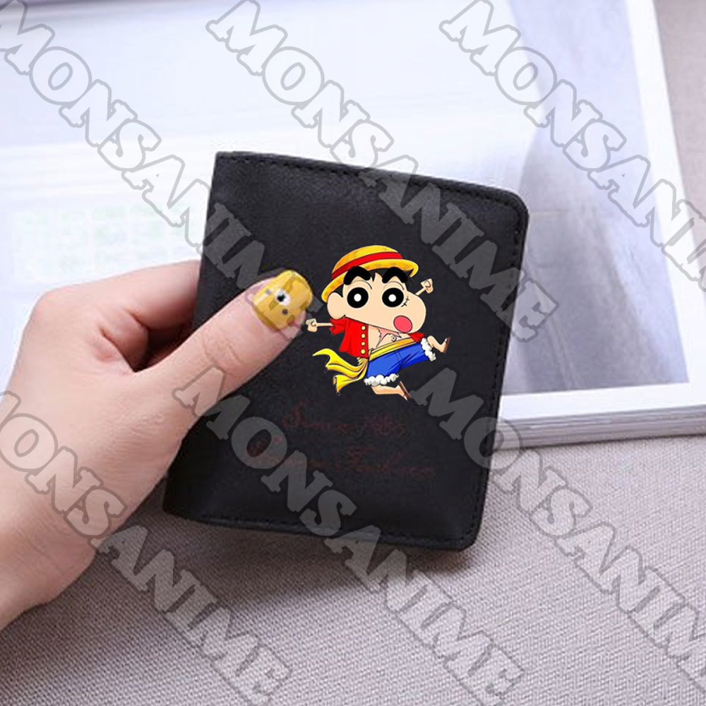 Ví Da cầm tay nam nữ SHIN CẬU BÉ BÚT CHÌ ver luffy hải tặc in hình tiện lợi anime chibi