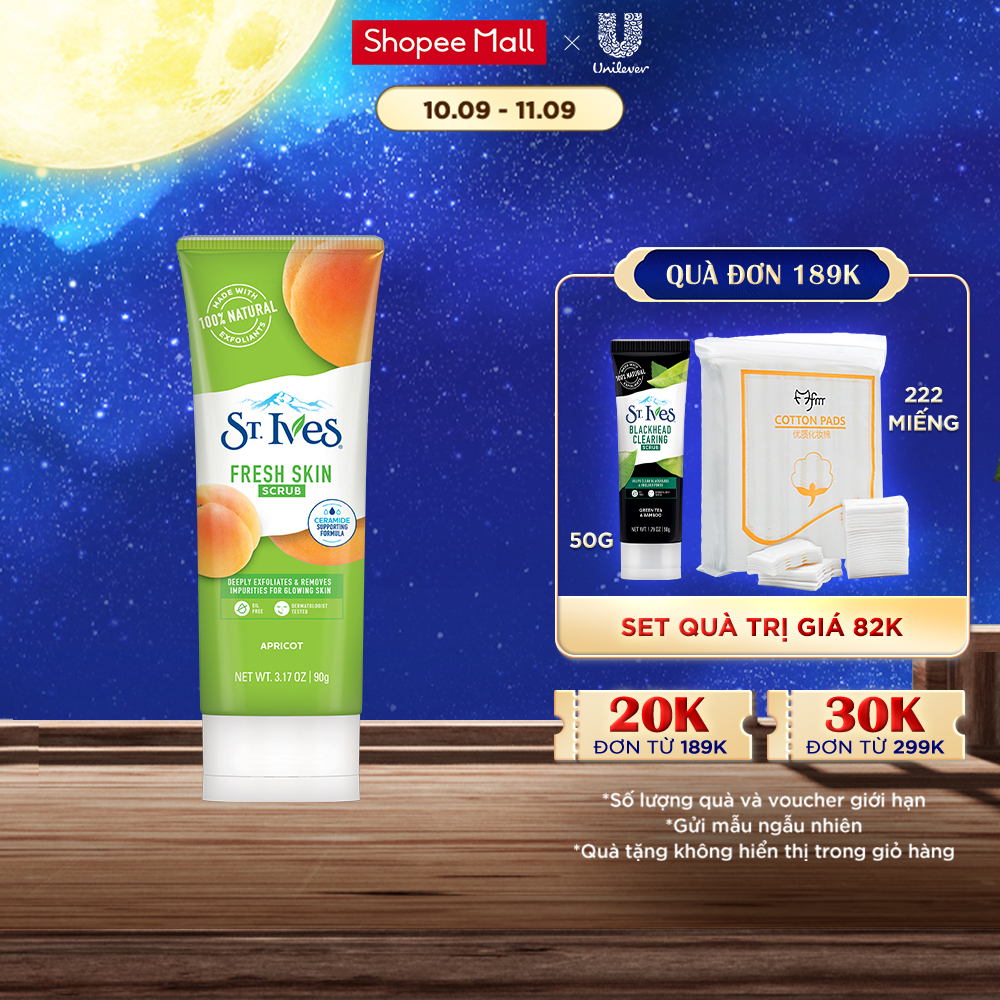 Sữa rửa mặt tẩy tế bào da chết St.Ives chiết xuất Trái Mơ 90G