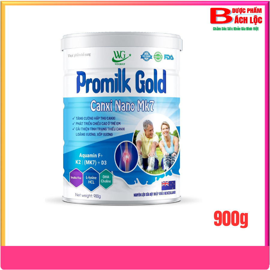 Hộp 900g Sữa Promilk Gold Canxi Nano Mk7 Tăng Cường Hấp Thụ Canxi, Phát Triển Chiều Cao Ở Trẻ Em, Cải Thiện Loãng Xương