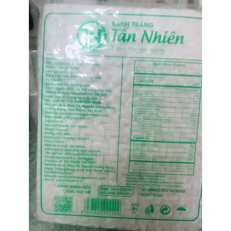 Bánh tráng siêu mỏng Tân Nhiên 450g- Hàng Xuất Khẩu-Tây Ninh- thơm-ngon-mỏng-dẻo!!!!