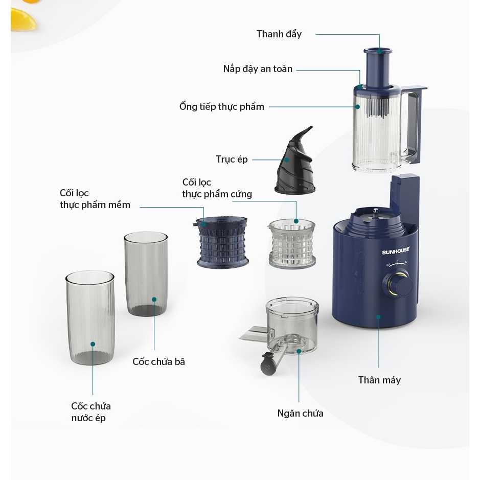 Ron Su Máy ép chậm Sunhouse SHD5512 Phụ Kiện Chính Hãng