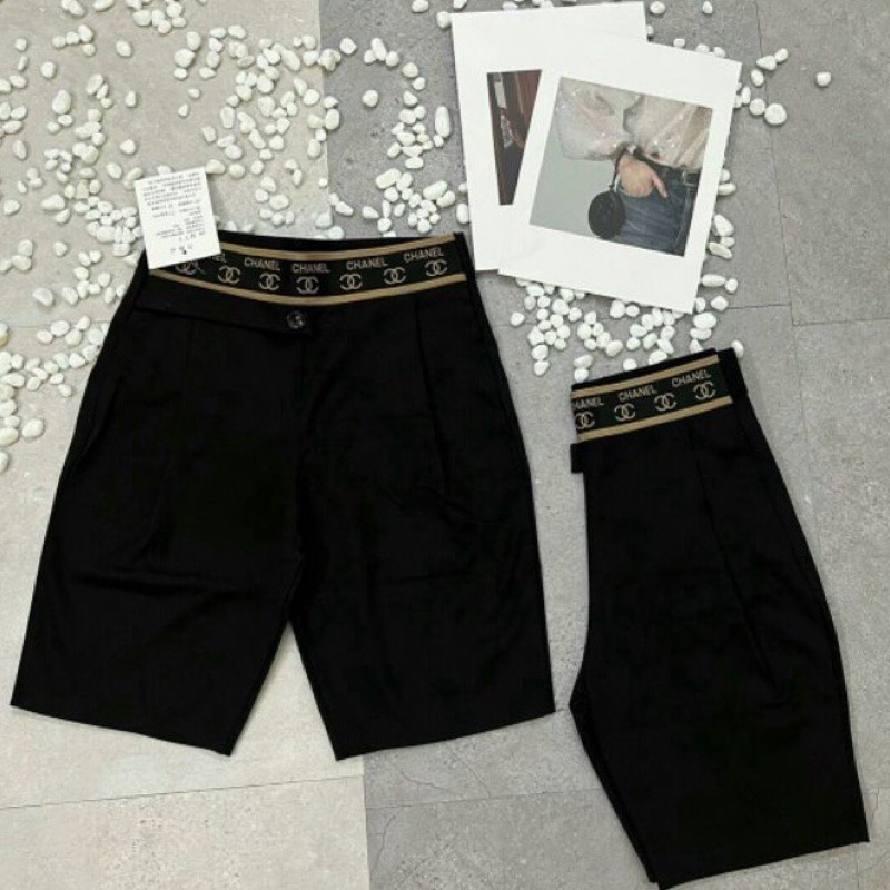 Quần short ngố nữ lưng thun cạp cao chất vải Umi hàn co giãn