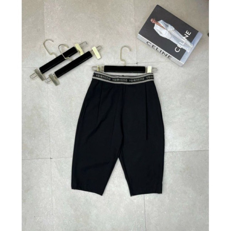 Quần short ngố nữ lưng thun cạp cao chất vải Umi hàn co giãn