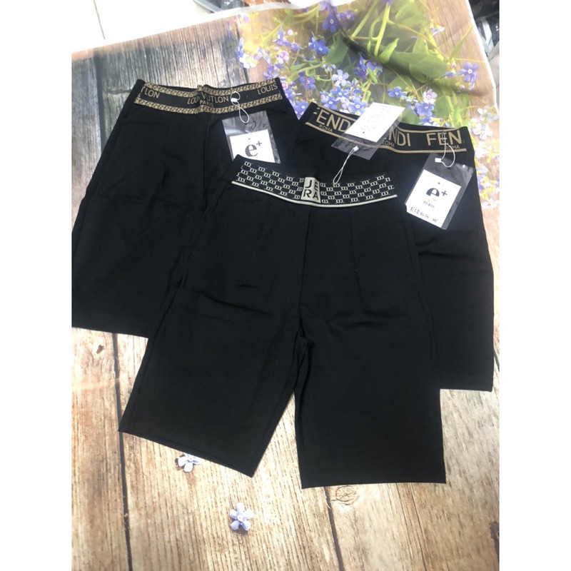 Quần short ngố nữ lưng thun cạp cao chất vải Umi hàn co giãn