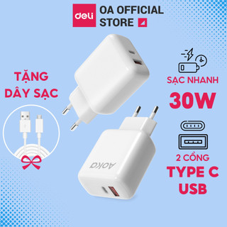 [Tặng Dây Sạc] Củ Sạc Nhanh AOKA by Deli Cục Sạc Nhanh Cho Các Thiết Bị Điện Thoại Di Động Máy Tính Bảng