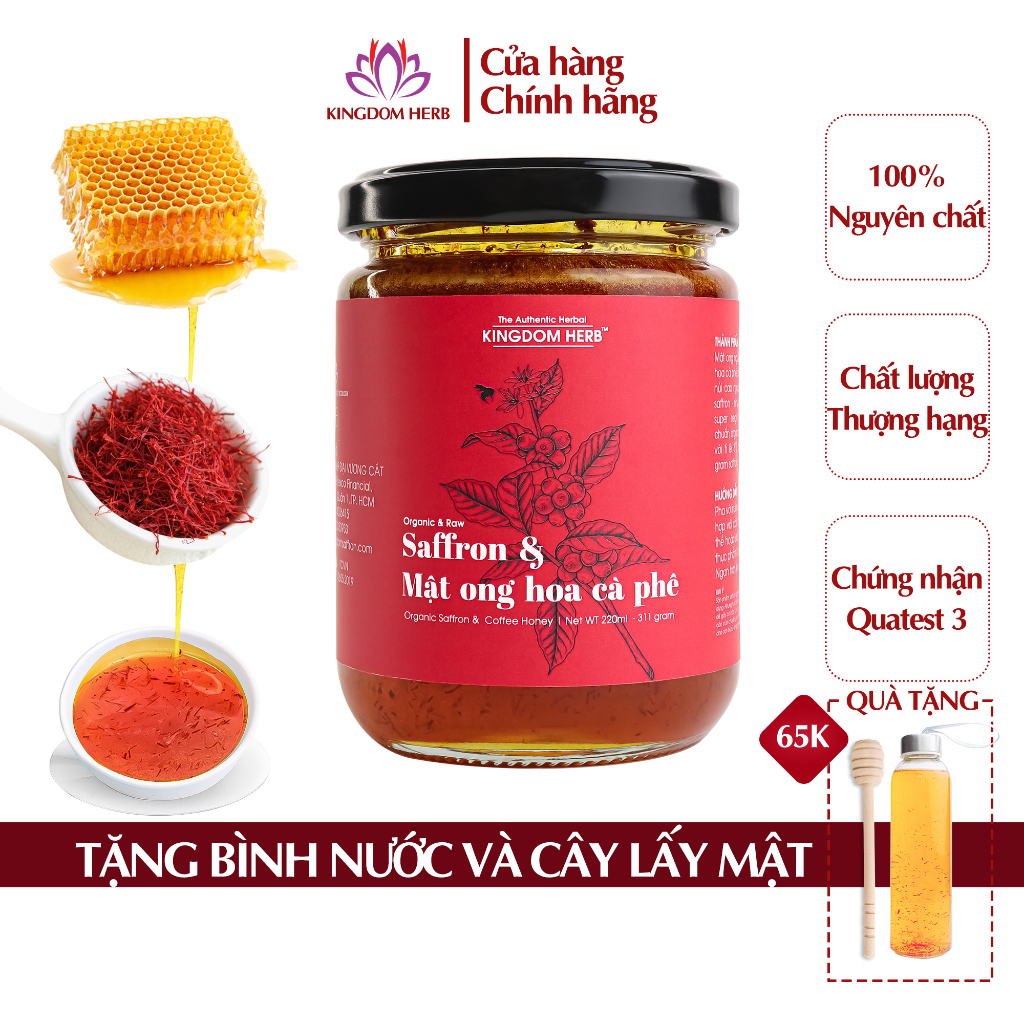 Saffron ngâm mật ong Kingdom Herb chính hãng thượng hạng hộp 311g