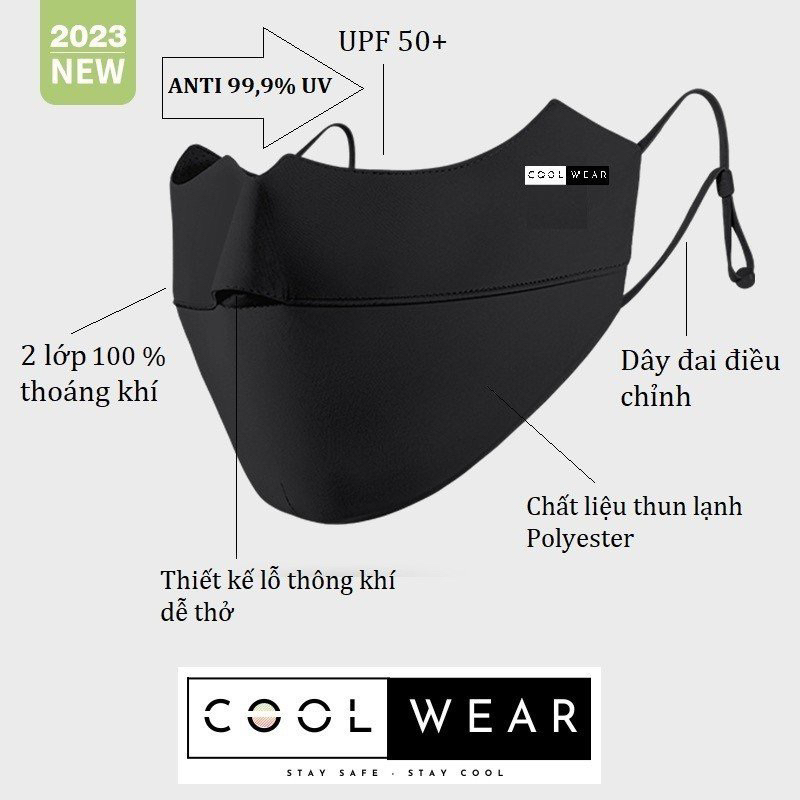 Khẩu trang chống tia UV Coolwear Supper Protect chính hãng chống tia UV - UPF 50+ tặng thẻ test tia 