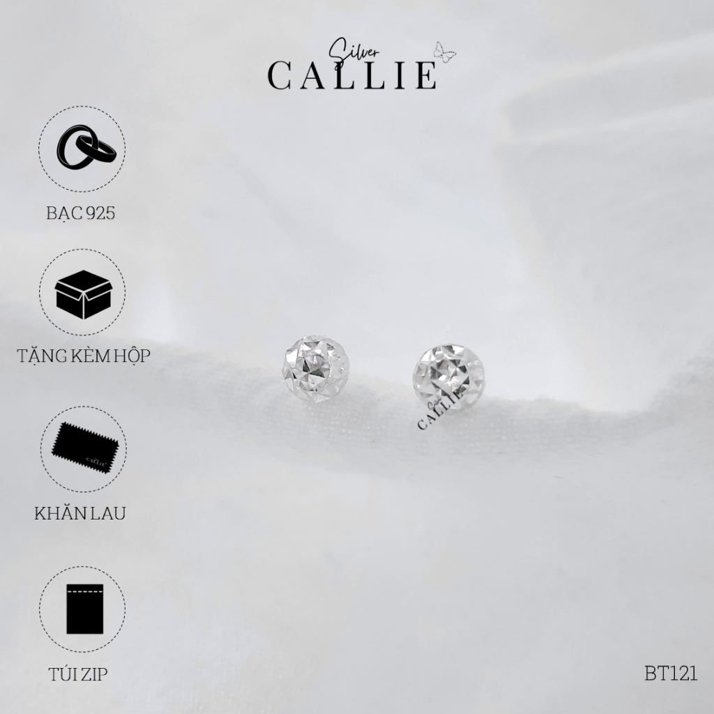 BT121 - Bông tai bạc Callie Silver bi tròn