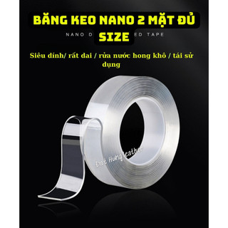 Băng keo nano 2 mặt siêu dính đủ size dày 1mm - 2mm