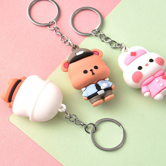 Móc khóa silicon hoạt hình các con vật, móc treo balo, trang trí bàn học