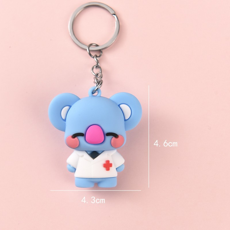 Móc khóa silicon hoạt hình các con vật, móc treo balo, trang trí bàn học