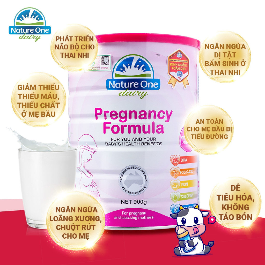 Sữa Dành Cho Bà Bầu NATURE ONE DAIRY Bổ Sung DHA Acid Folic Sắt Cung Cấp Dinh Dưỡng Lon 900g