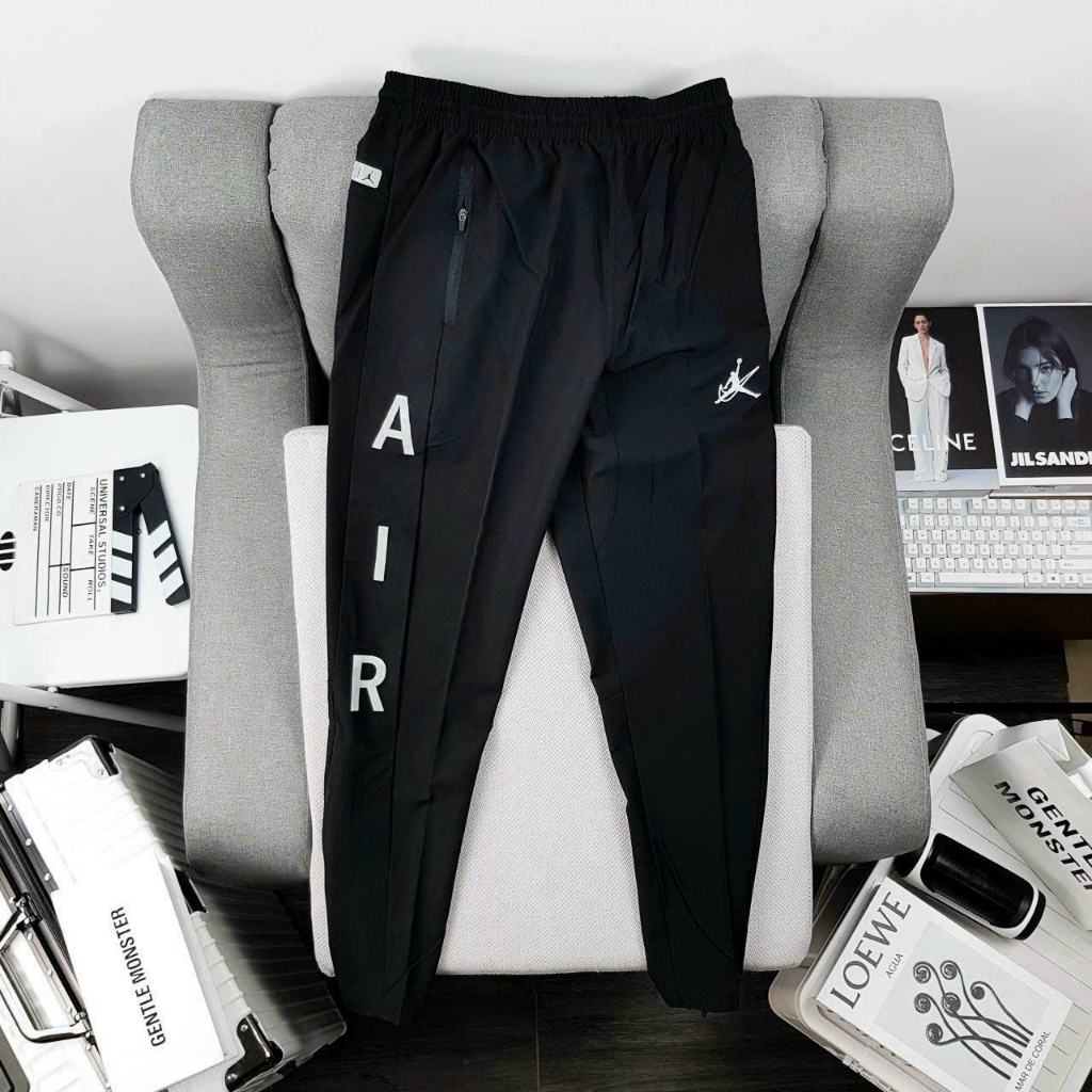 Quần thể thao nam tập Gym lưng thun dây rút túi khóa kéo Unisex  thun Xi dù - 2 màu