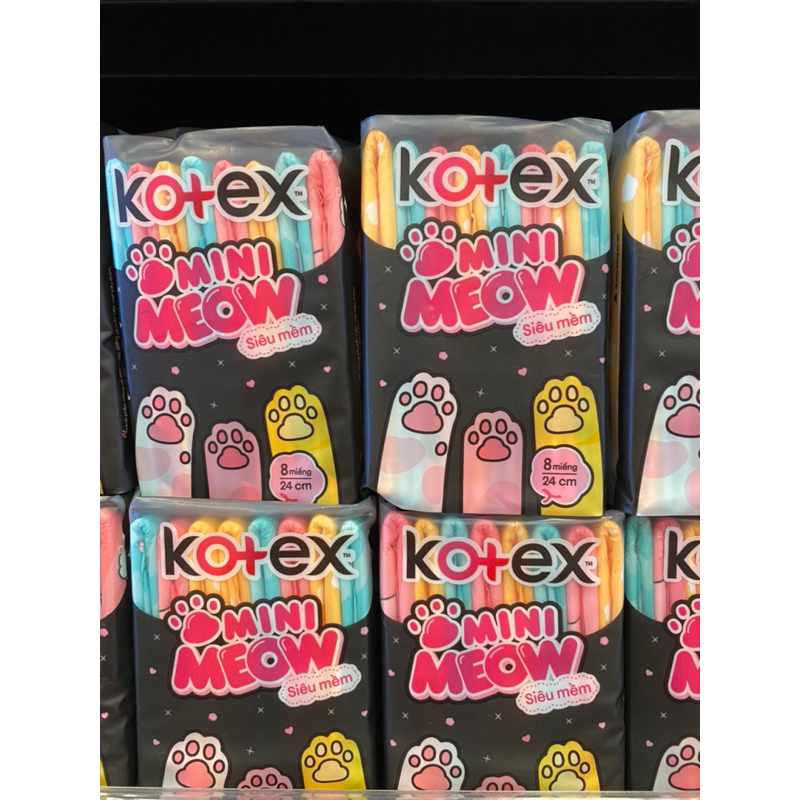 Băng Vệ Sinh Kotex MiniMeow - Siêu Mỏng Cánh 24cm 8 miếng