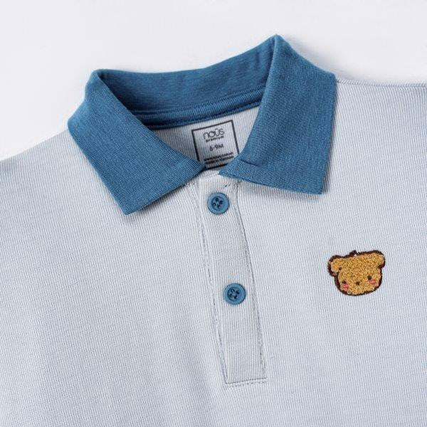 Bộ Nous quần áo dài màu xanh có hình thêu trang trí cho bé 6M/9M/12M/18M