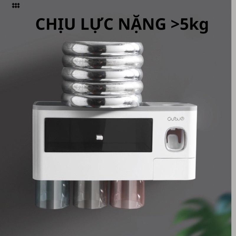 Bộ Nhả Kem Đánh Răng Tự Động, Kệ Để Bàn Chải Dán Tường 2-3-4 Cốc Trong Suốt, Chất Kiệu Nhựa ABS (ECOCO Việt Nam)