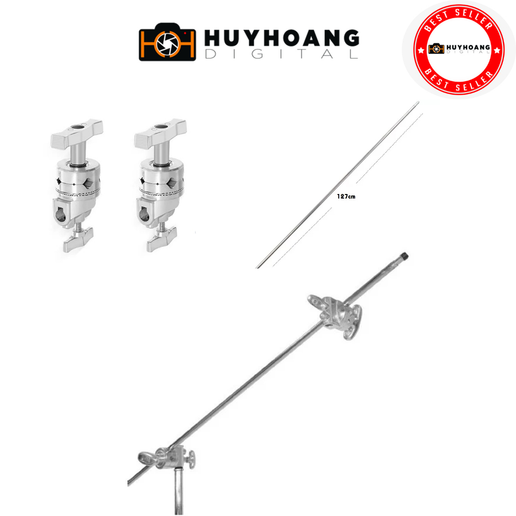 Thanh ngang treo đèn 120cm + 2 khớp nối - dành cho C Stand CK1 CK2 inox 2m8