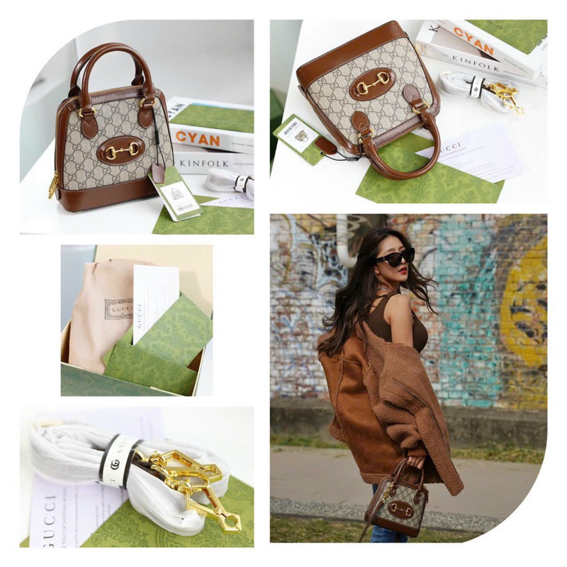 Túi nữ đẹp thời trang G.C Hor sz20cm màu da GG đặc trưng mix viền nâu xịn như a.u full box