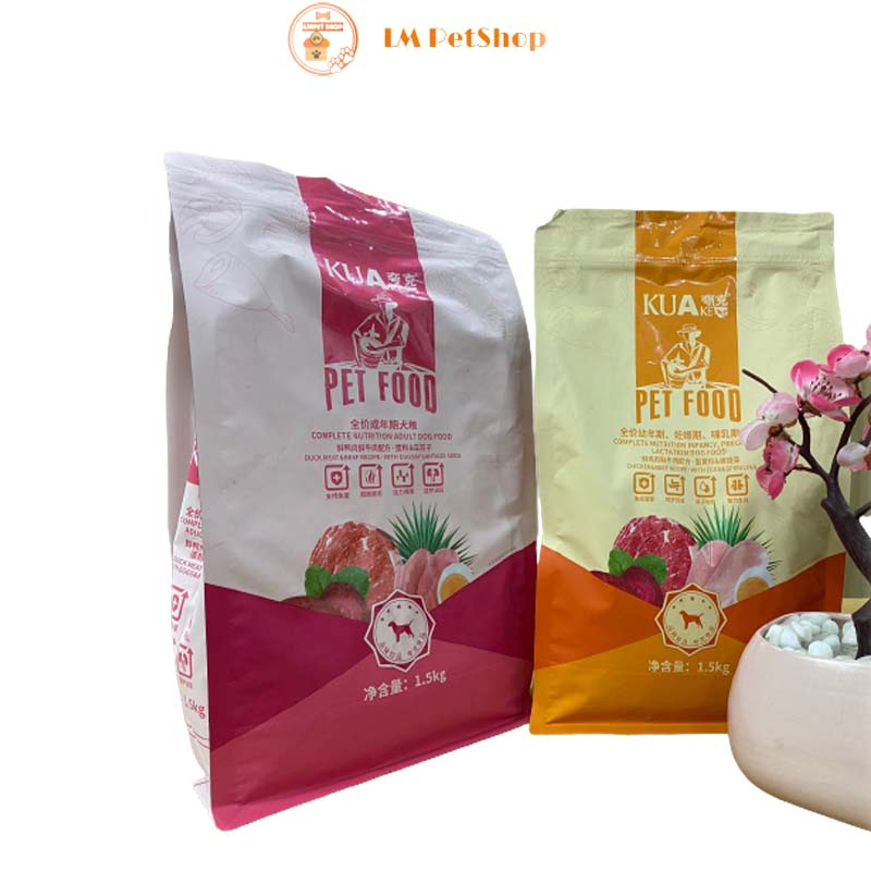 Thức ăn hạt KUAke cho chó trưởng thành - Hạt được làm từ thịt tươi cho cún gói 1.5kg