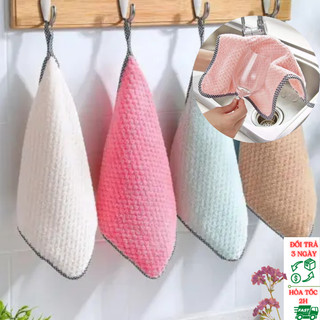 Khăn Lau Nhà Bếp Chất Liệu  Thấm Nước Tốt Nhưng Vắt Cực Khô, Mềm Mịn, Lau Mọi Thứ Nhanh, Sạch Có Móc Treo Size (25x25)